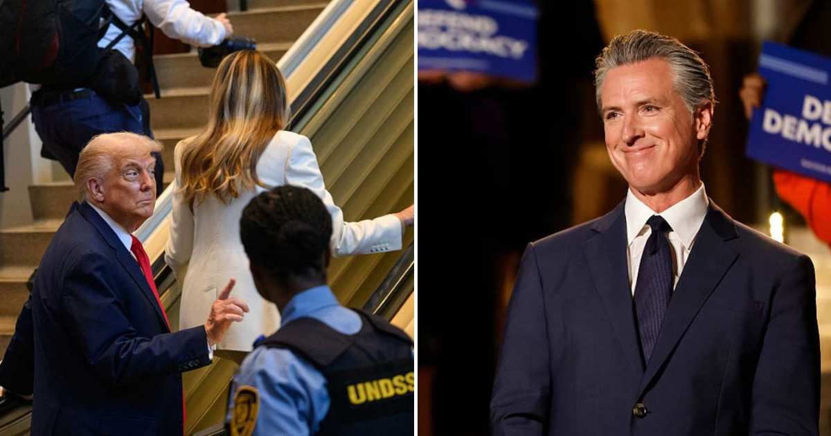 Gavin Newsom shared the clip and wrote that he only walks up escalators because that is what real manly men do (Getty Images)