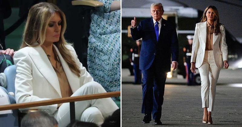 Melania Trump stuns in white pantsuit and killer heels during UN visit