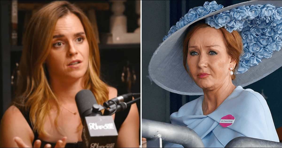 Emma Watson said she continued to love people who didn’t share her opinions, referring to JK Rowling (@jayshetty/youtube, Getty Images)