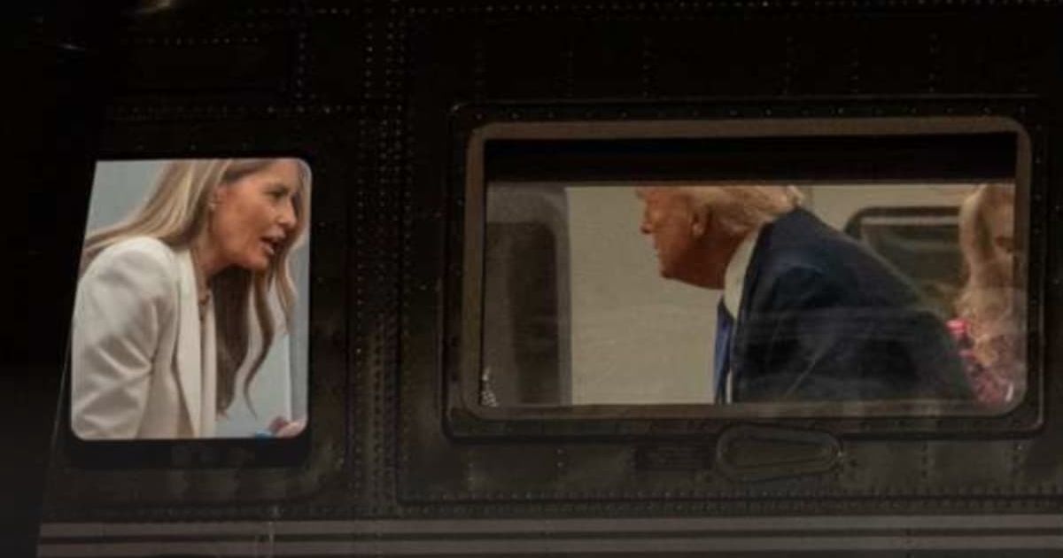 President Donald Trump engaged in a serious conversation with Melania Trump aboard Marine One on Tuesday, September 23, following their trip to New York for the United Nations General Assembly (Screengrab/@sentdefender/X)