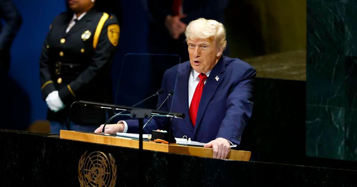 President Donald Trump speaks during the 80th session of the UN’s General Assembly at the United Nations headquarters on September 23, 2025 in New York City (Getty Images) 