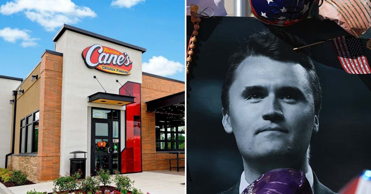 Employees at a Raising Cane’s in Fort Collins, Colorado, mocked and cursed at supporters of Turning Point USA founder Charlie Kirk (raisingcanes.com, Getty Images)