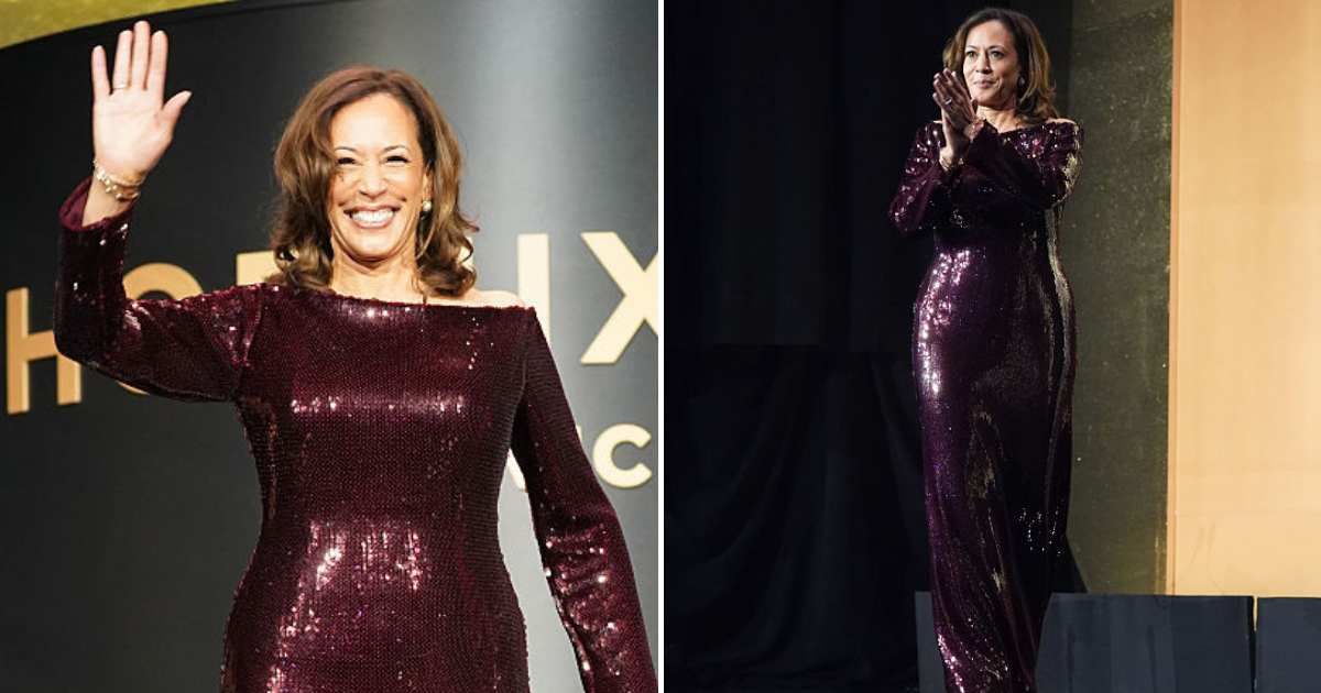 Kamala Harris dazzles in a dark red gown at the Congressional Black Caucus Foundation's annual Phoenix Awards Dinner on September 27 (Leigh Vogel/Getty Images for Congressional Black Caucus Foundation)