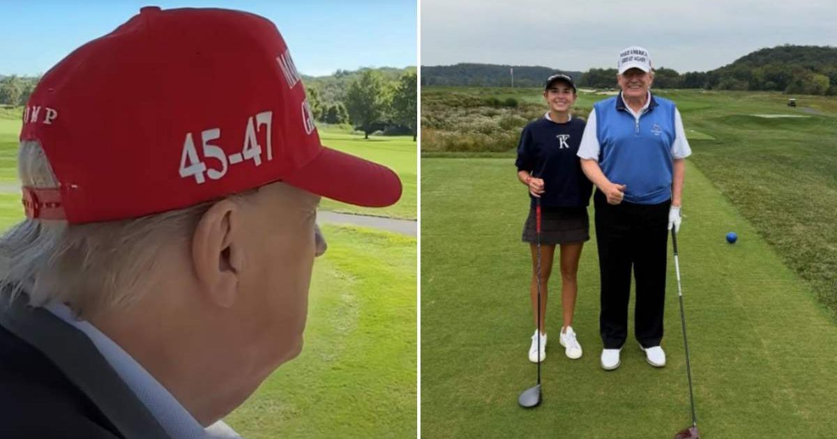 Donald Trump's granddaughter Kai shared snippets of her time with him as they enjoyed a day of golfing (@kaitrump/Youtube, @kaitrumpgolfer/Instagram)