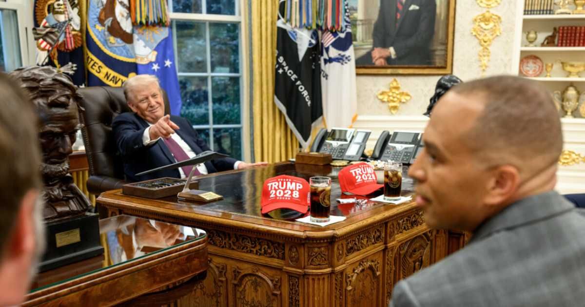 The United States government shut down after President Donald Trump shared a behind-the-scenes photo of stalled negotiations with Democrats (Truth Social/@realdonaldtrump)
