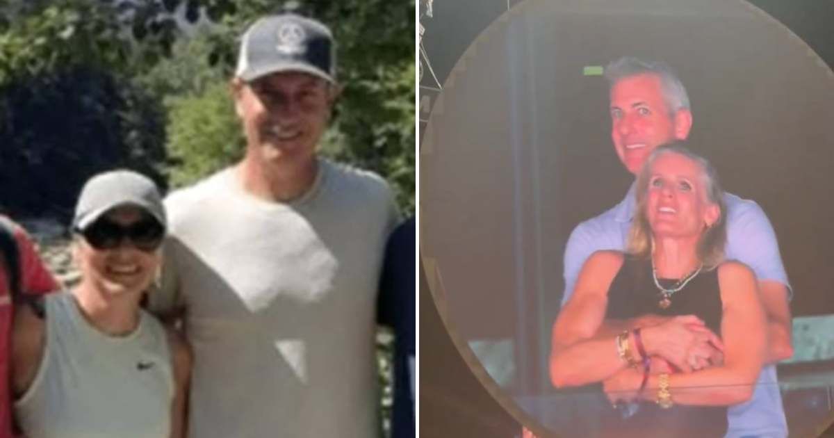 Andy Byron and his wife Megan were spotted on a beach outing in Maine, months after the viral Coldplay kiss cam scandal (screenshot/X)