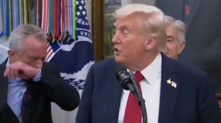 'I hope I didn't catch Covid': Trump jokes after RFK Jr sneezes during Oval Office presser
