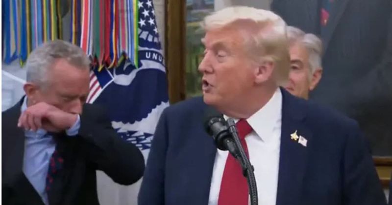 'I hope I didn't catch Covid': Trump jokes after RFK Jr sneezes during Oval Office presser