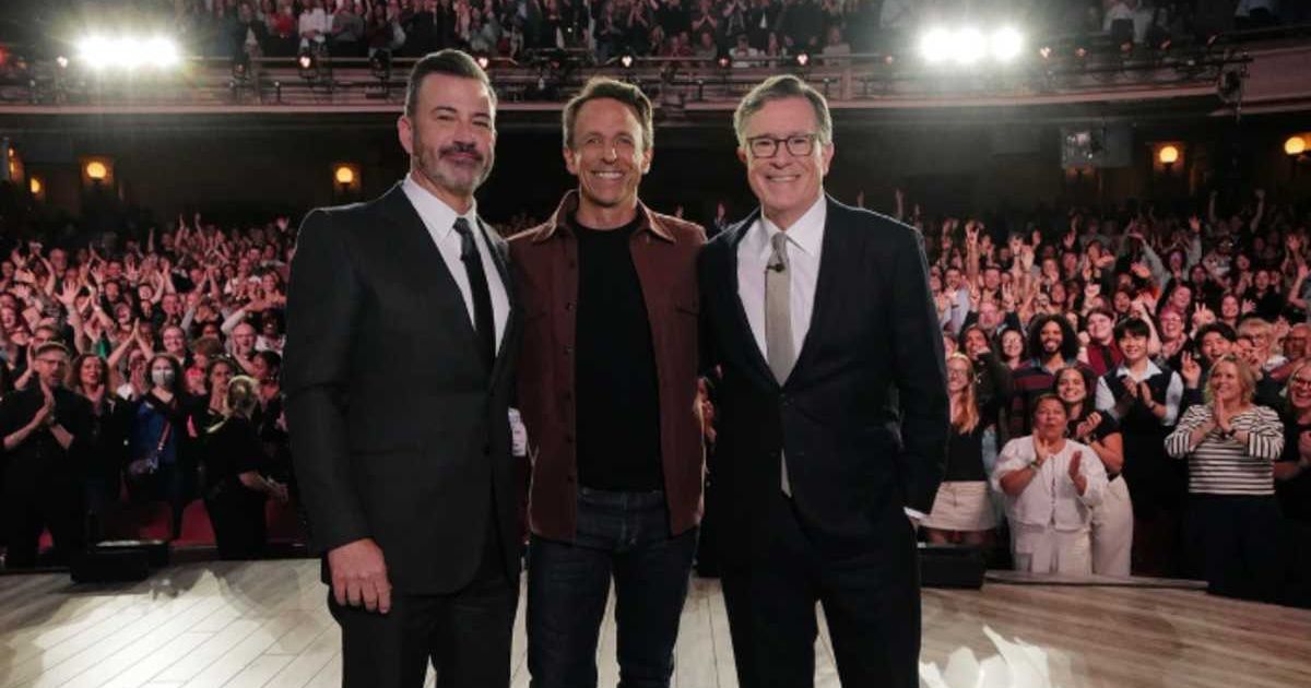Jimmy Kimmel recently got together with other late-night show hosts Seth Meyers and Stephen Colbert (@jimmykimmel/Instagram)