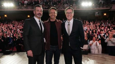 ‘Fun way to drive the president nuts’: Kimmel and Colbert share stage in late-night show crossover