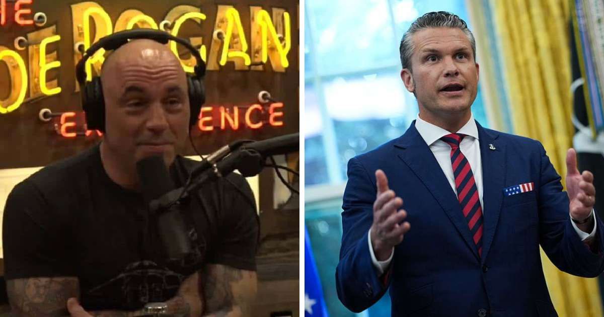 Joe Rogan went all in to back Secretary of War Pete Hegseth’s efforts to remove the 'crazy people' from the US military command structure (@PowerfulJRE/YouTube, Getty Images)