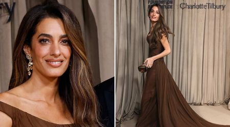 Amal Clooney stuns in brown Atelier Versace gown at Albie Awards
