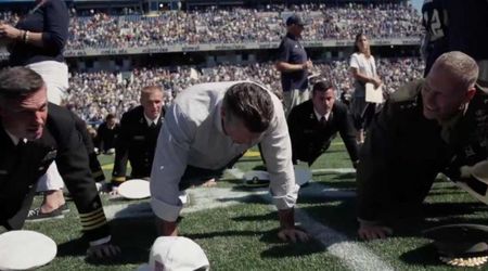 Pete Hegseth helps set Guinness World Record with most people doing pushups at Navy football game