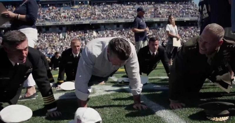 Pete Hegseth helps set Guinness World Record with most people doing pushups at Navy football game