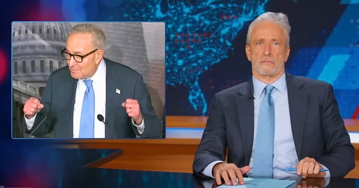 Jon Stewart laid into Senate Minority Leader Chuck Schumer, roasting the Democratic bigwig for his response to the ongoing US government shutdown (The Daily Show/YouTube)
