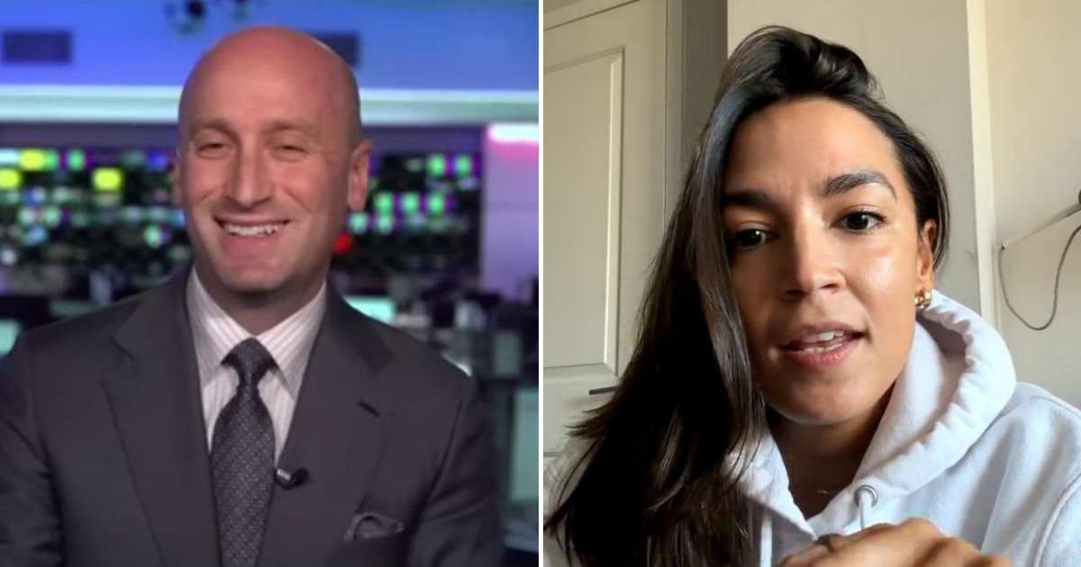 AOC can't believe Fox News played her Stephen Miller takedown to his face (Fox News/YouTube, @aoc/Instagram)