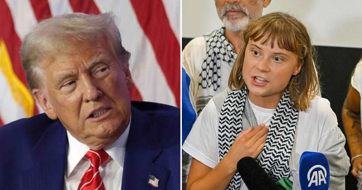 Donald Trump reignited his feud with Greta Thunberg, calling her 'so angry' after she was deported from Israel and landed in Greece (Getty Images)