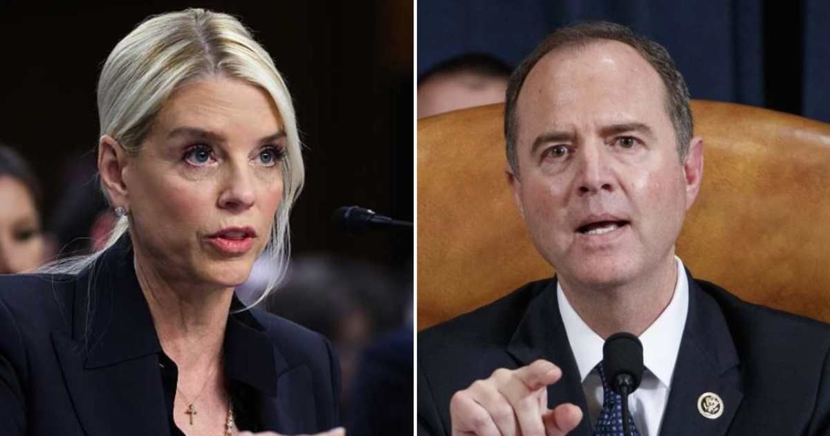 Pam Bondi faced off against Adam Schiff in a Senate Judiciary Committee hearing on Tuesday, October 7 (Getty Images)