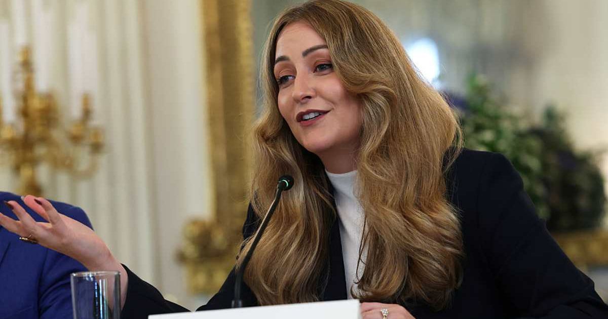 Conservative commentator Brandi Kruse speaks during a roundtable discussion in the State Dining Room of the White House on October 08, 2025, in Washington, DC (Anna Moneymaker/Getty Images)