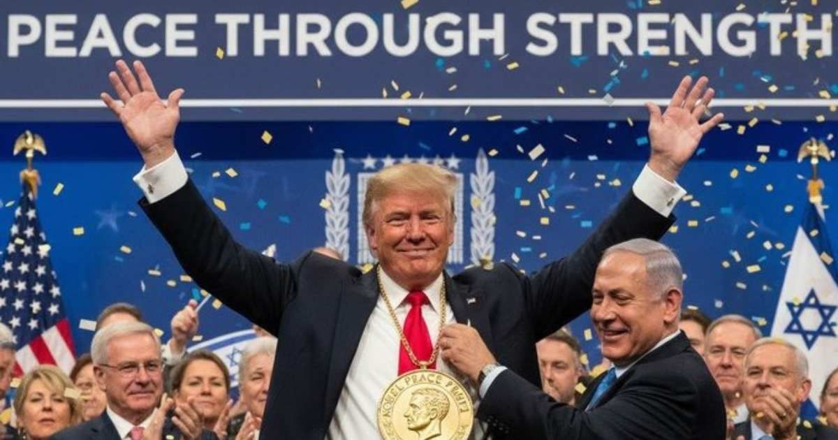 Israeli Prime Minister Benjamin Netanyahu shared an AI-generated image depicting President Donald Trump receiving the Nobel Peace Prize (@IsraeliPM/X)