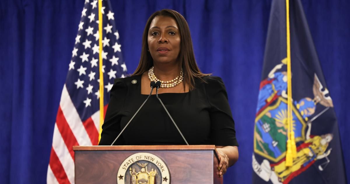 Attorney General Letitia James speaks during a press conference following a verdict against Donald Trump in a civil fraud trial on February 16, 2024, in New York City (Getty Images)