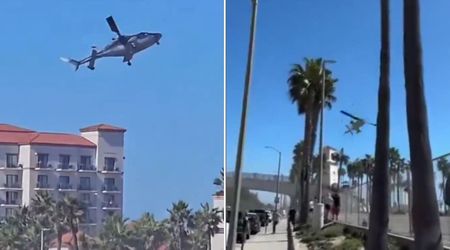 Helicopter loses control and crashes near crowded California beach, injuring 5