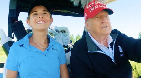 Trump yells 'Your taxes are coming down!' to golfers during day out with granddaughter Kai