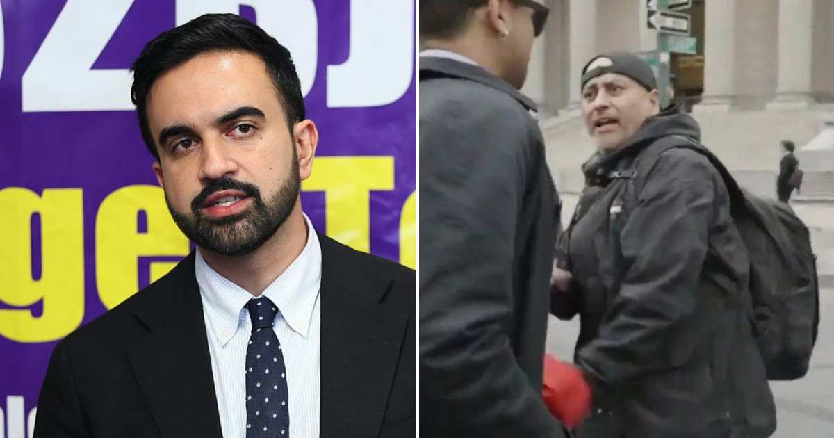 An angry protester accused Zohran Mamdani of being an 'antisemite' (Getty Images, Screengrab/@The_US_Ledger/X)