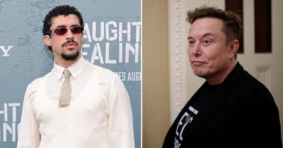 A viral post linked Bad Bunny’s Super Bowl performance with an alleged Elon Musk sponsorship threat (Dia Dipasupil/Getty Images, Andrew Harnik/Getty Images)