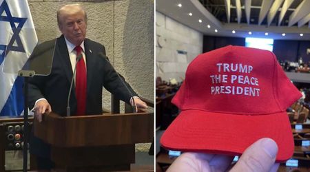 Israeli parliament hands out 'Peace President' hats to Trump during his speech