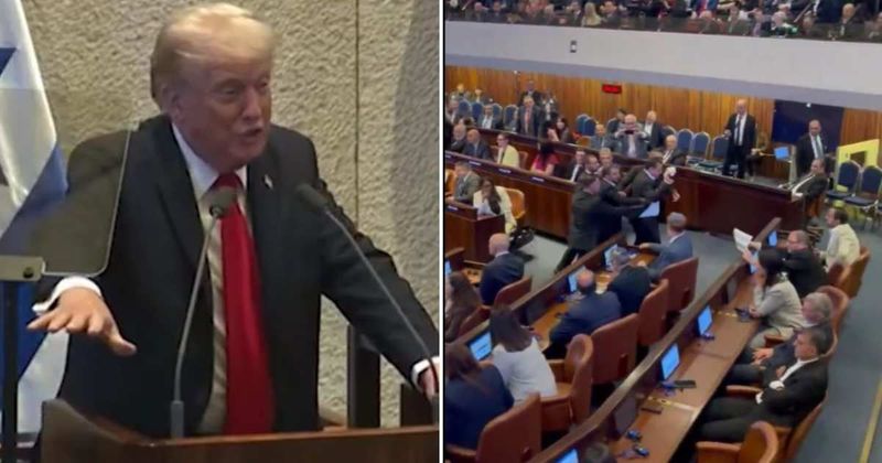 Trump calls it 'efficient' as 2 Knesset lawmakers get ejected for pro-Palestine signs during speech