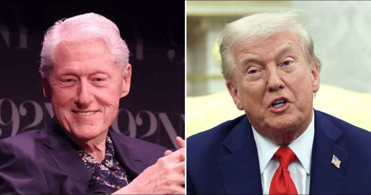 Donald Trump acknowledged Bill Clinton’s praise for his role in the Gaza peace deal while speaking to reporters aboard Air Force One on Monday, October 13 (Getty Images)