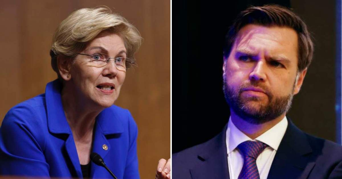 JD Vance was quick to respond to Elizabeth Warren's X post on the Gaza peace deal on Monday, October 13 (Getty Images)