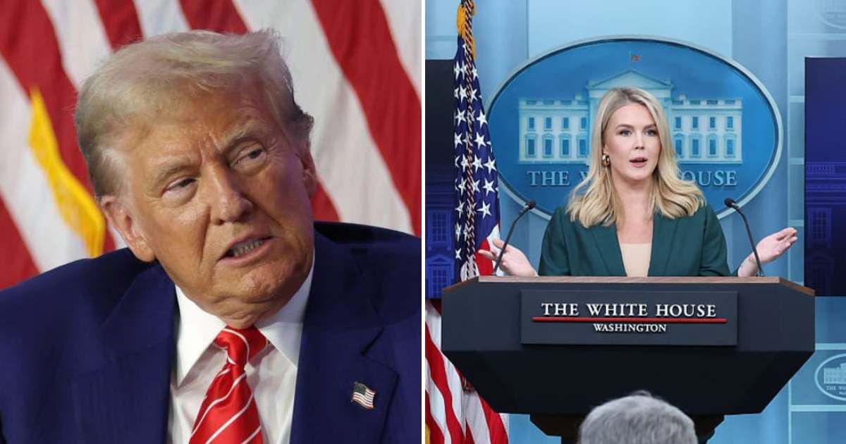 President Donald Trump praised Karoline Leavitt aboard Air Force One after departing Israel (Getty Images)
