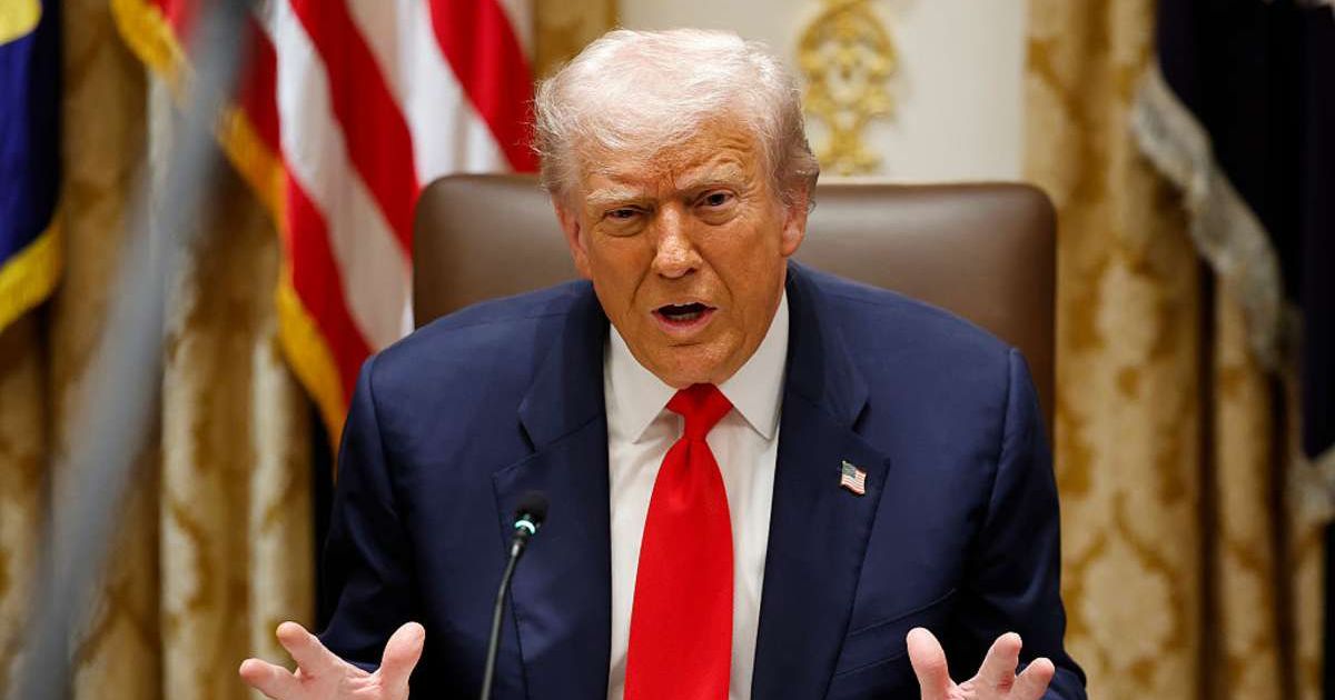 President Donald Trump speaks during a meeting with President of Argentina Javier Milei in the Cabinet Room at the White House on October 14, 2025 in Washington, DC (Getty Images)