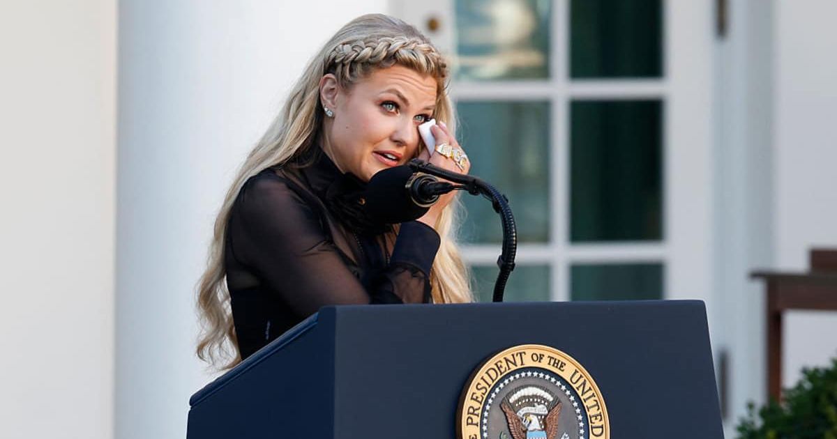 Erika Kirk accepted the Presidential Medal of Honour on behalf of her husband, Charlie Kirk (Getty Images)
