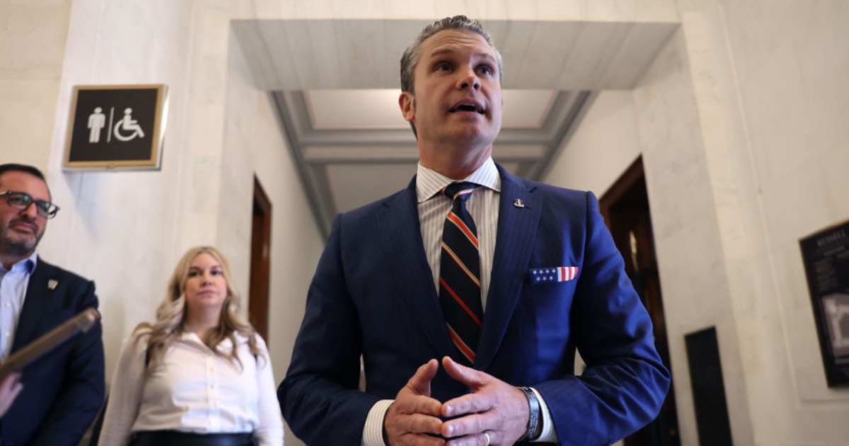 Pete Hegseth's aircraft made an emergency landing in the UK during his return from a NATO meeting in Brussels (Chip Somodevilla/Getty Images)
