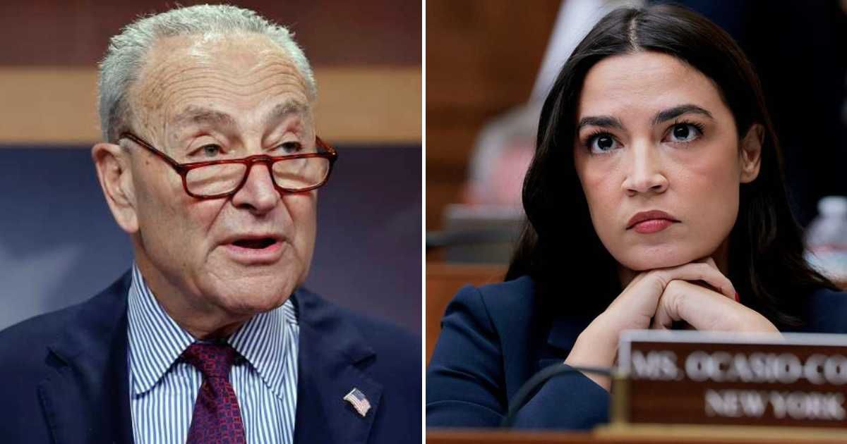 Alexandria Ocasio-Cortez was asked whether Chuck Schumer should be worried about a primary challenge from her (Getty Images)