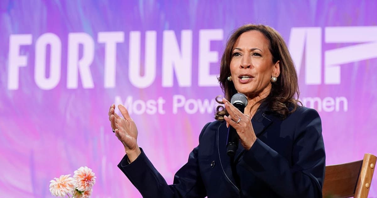 Kamala Harris spoke at the Fortune Most Powerful Women Summit in Washington, DC (Leigh Vogel/Getty Images for Fortune Media)