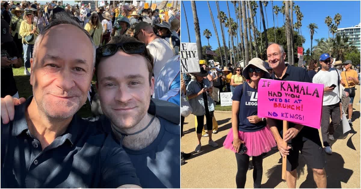 Kamala Harris’ husband, Doug Emhoff, shared picture of himself participating in the 'No Kings' protest in Santa Monica (X/@Douglasemhoff)