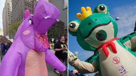 ‘No Kings’ rally brings frogs, hippos and whimsical costumes to the streets