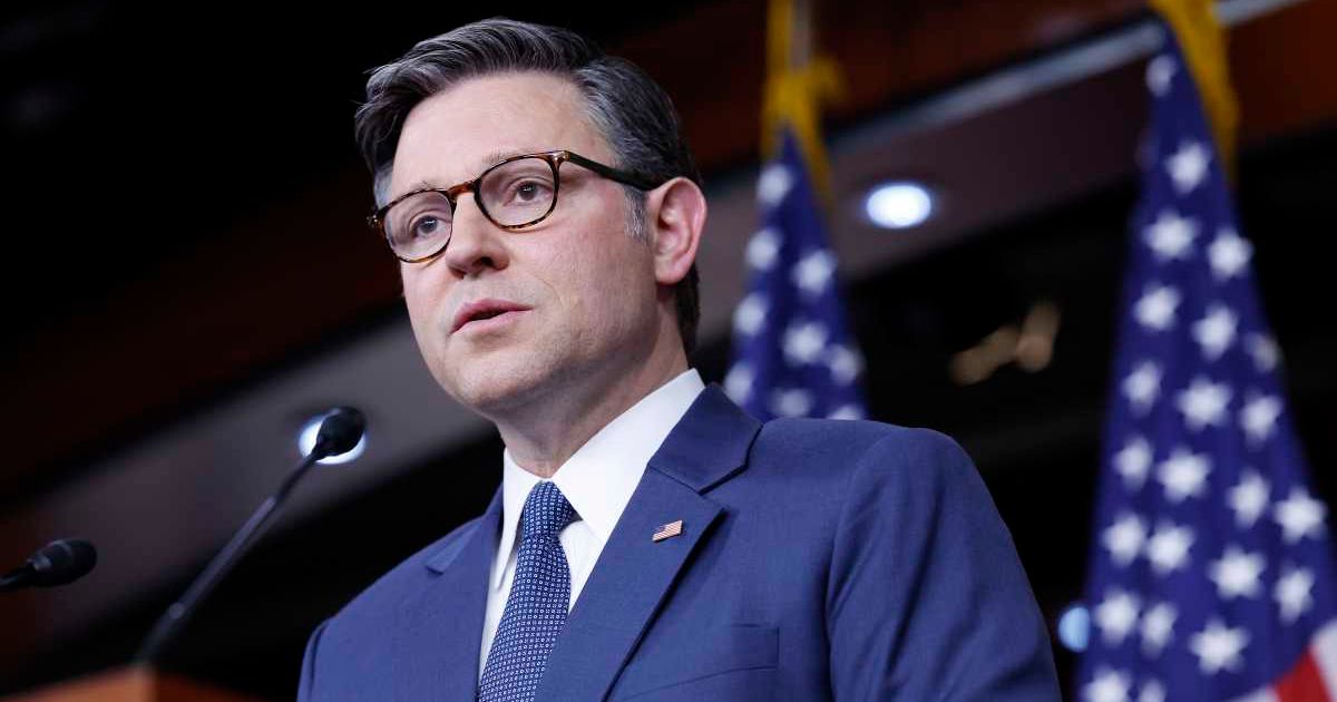 Speaker of the House Mike Johnson spoke in a news conference after a House Republican Caucus meeting at the Capitol on September 24, 2024 in Washington, DC (Getty Images)