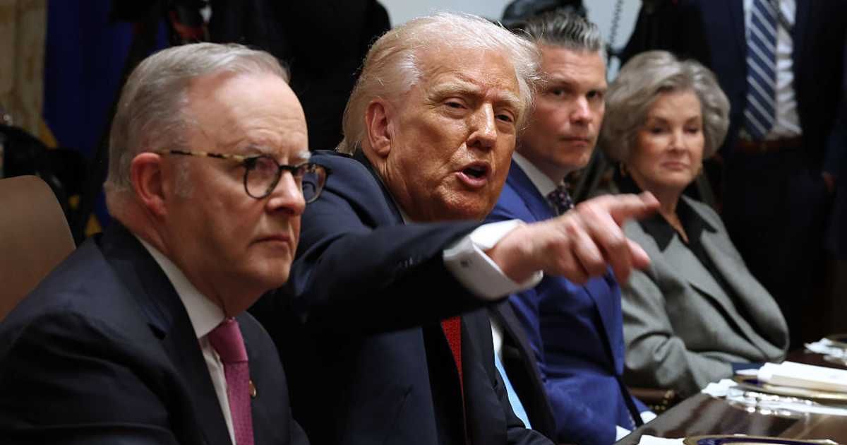 President Donald Trump calls on reporters during a meeting with Prime Minister of Australia Anthony Albanese during a bilateral meeting in the Cabinet Room of the White House on October 20, 2025 in Washington, DC (Getty Images)