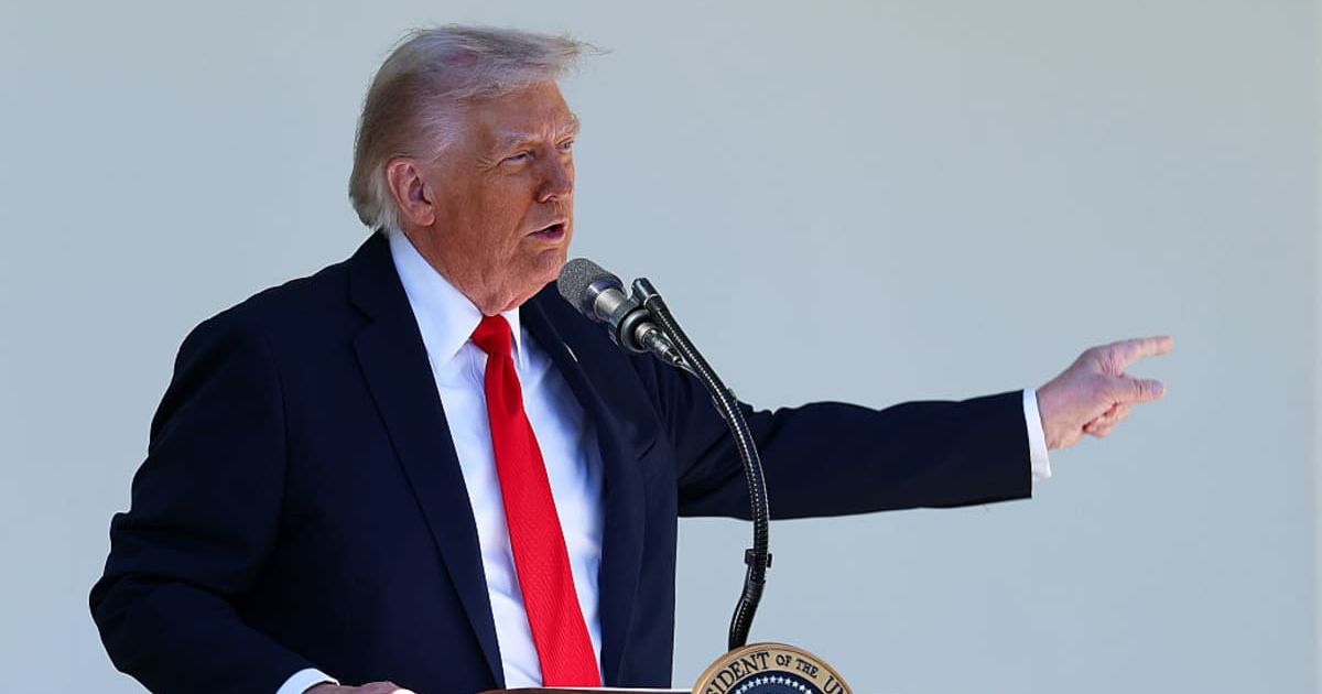 President Donald Trump delivered remarks during a luncheon in the Rose Garden of the White House on October 21 in Washington, DC with Senate Republicans (Getty Images)