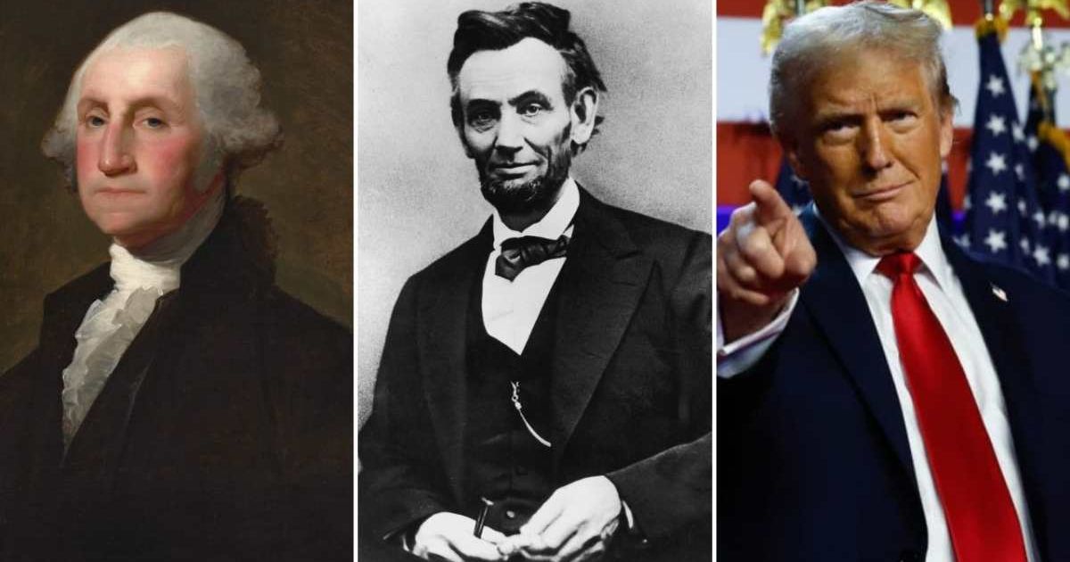 George Washington, Abraham Lincoln, and Donald Trump were compared during Trump’s Rose Garden remarks (Heritage Art/Heritage Images via Getty Images, Alexander Gardner/Getty Images, Getty Images)