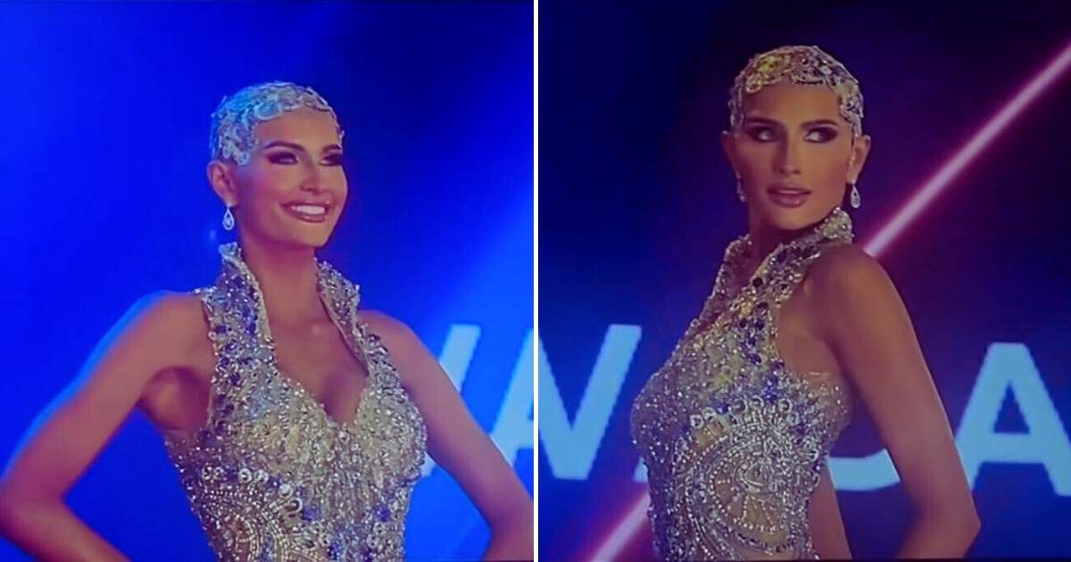 During the preliminary round, Mary Sickler made a bold statement by forgoing her wig and instead sporting a bold, bejeweled headscarf (Queen Beauty Network)