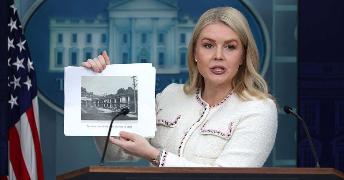 Karoline Leavitt discussed updates to the East Wing project during the daily White House press briefing in Washington DC (Getty Images)