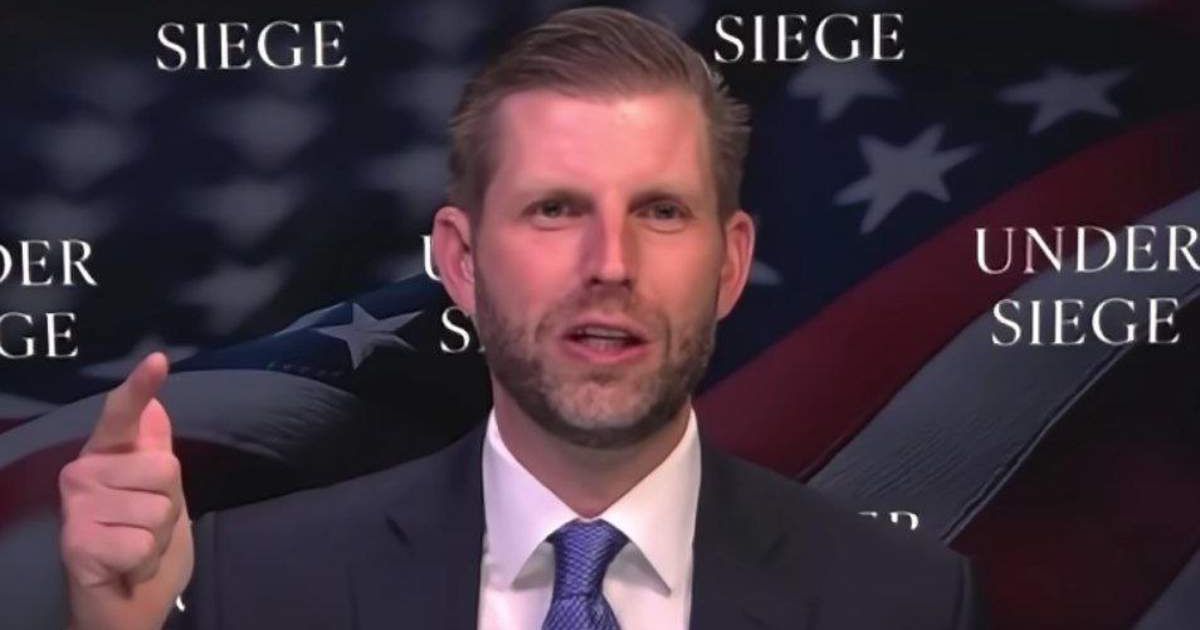 Eric Trump weighed in on criticism of his father Donald Trump’s White House ballroom project during an interview with Newsmax on Thursday, October 23 (Newsmax/YouTube)
