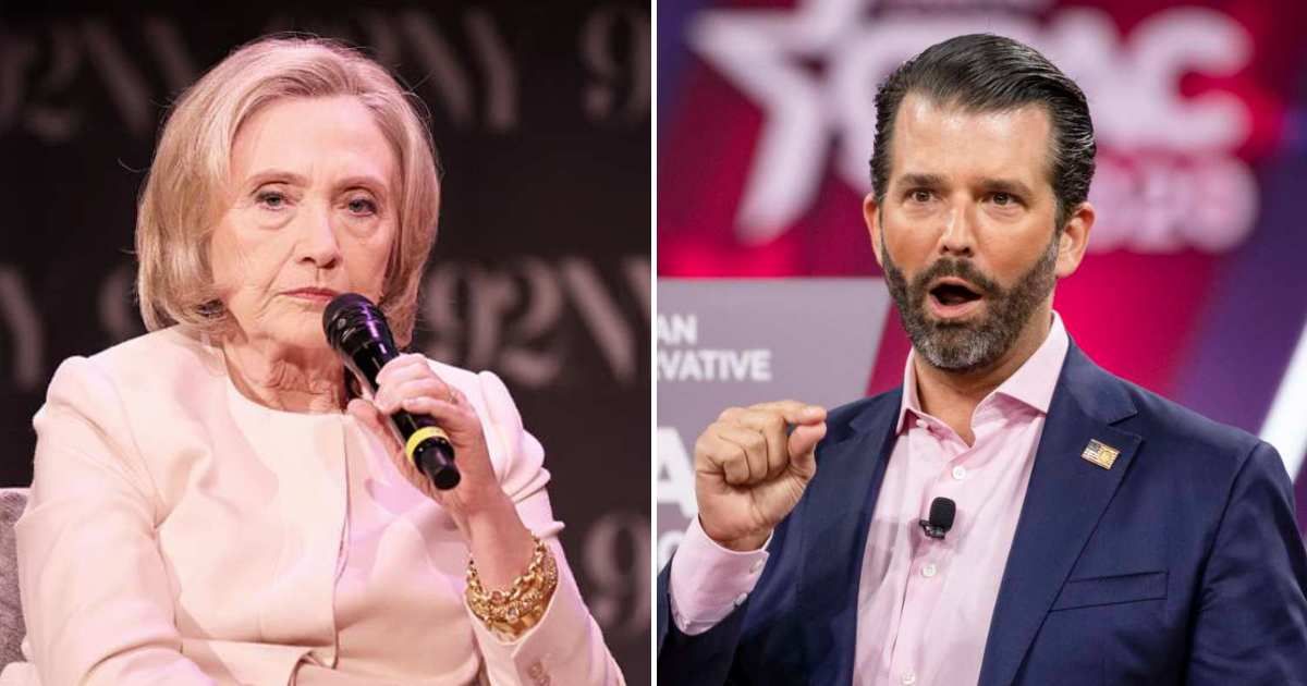 Hillary Clinton’s 2001 silverware scandal resurfaced as Donald Trump Jr defended Trump’s ballroom renovation (Dominik Bindl/Getty Images, Samuel Corum/Getty Images)