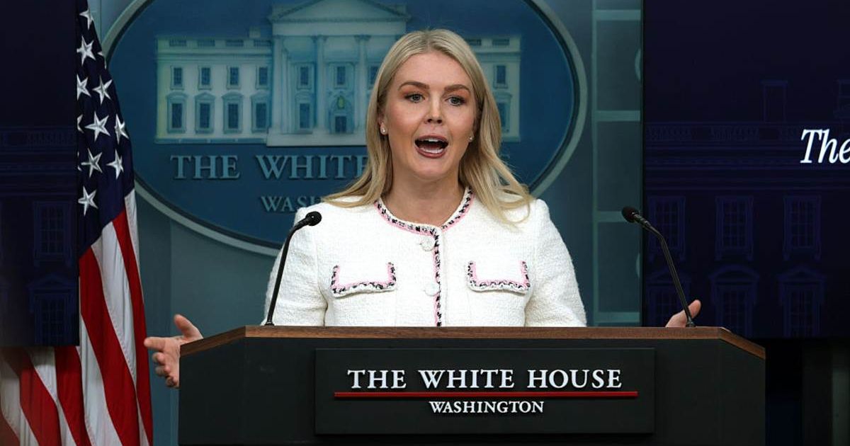 Top Democrats have been sharing a video of White House press secretary Karoline Leavitt’s remarks from the October 23 press briefing (Getty Images)